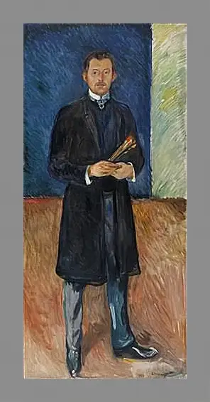 Картина в раме - Self-Portrait with Brushes. Эдвард Мунк