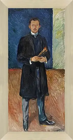 Картина в раме - Self-Portrait with Brushes. Эдвард Мунк