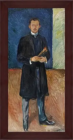 Картина в раме - Self-Portrait with Brushes. Эдвард Мунк