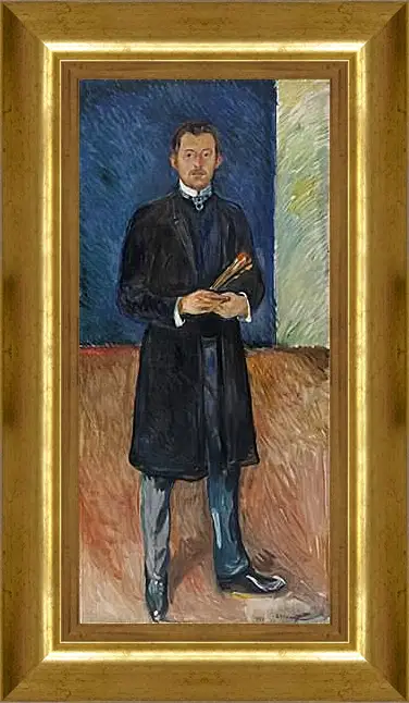 Картина в раме - Self-Portrait with Brushes. Эдвард Мунк