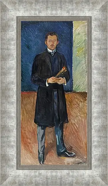 Картина в раме - Self-Portrait with Brushes. Эдвард Мунк