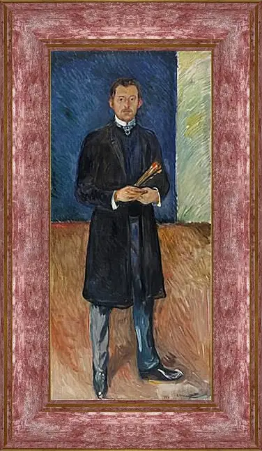 Картина в раме - Self-Portrait with Brushes. Эдвард Мунк