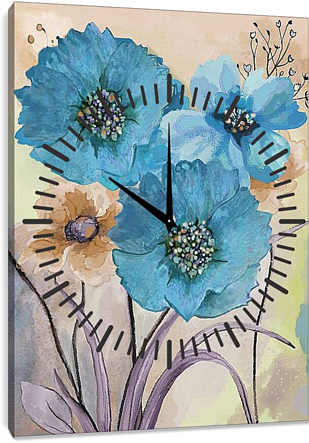 Часы картина - Цветы 1