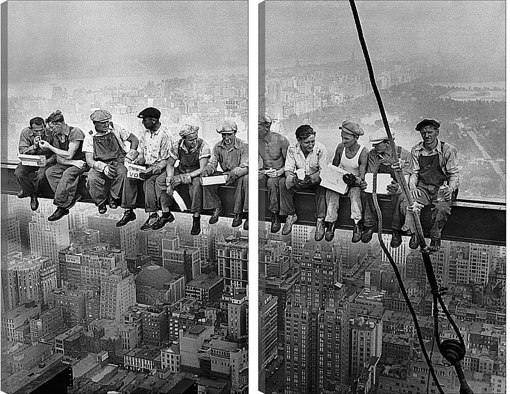Модульная картина - Рабочие на балке, Обед над Манхеттеном. Строительство Эмпайр стейт билдинг