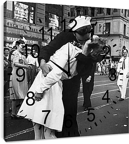 Часы картина - VJ Day, The Kiss - Безоговорочная капитуляция, Поцелуй на Таймс Сквер
