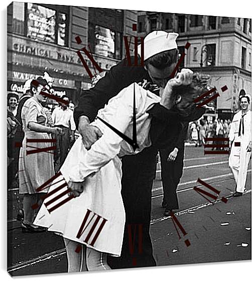 Часы картина - VJ Day, The Kiss - Безоговорочная капитуляция, Поцелуй на Таймс Сквер
