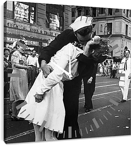 Часы картина - VJ Day, The Kiss - Безоговорочная капитуляция, Поцелуй на Таймс Сквер
