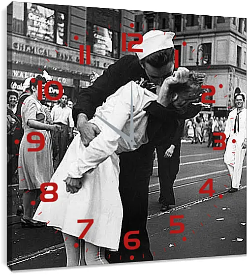 Часы картина - VJ Day, The Kiss - Безоговорочная капитуляция, Поцелуй на Таймс Сквер
