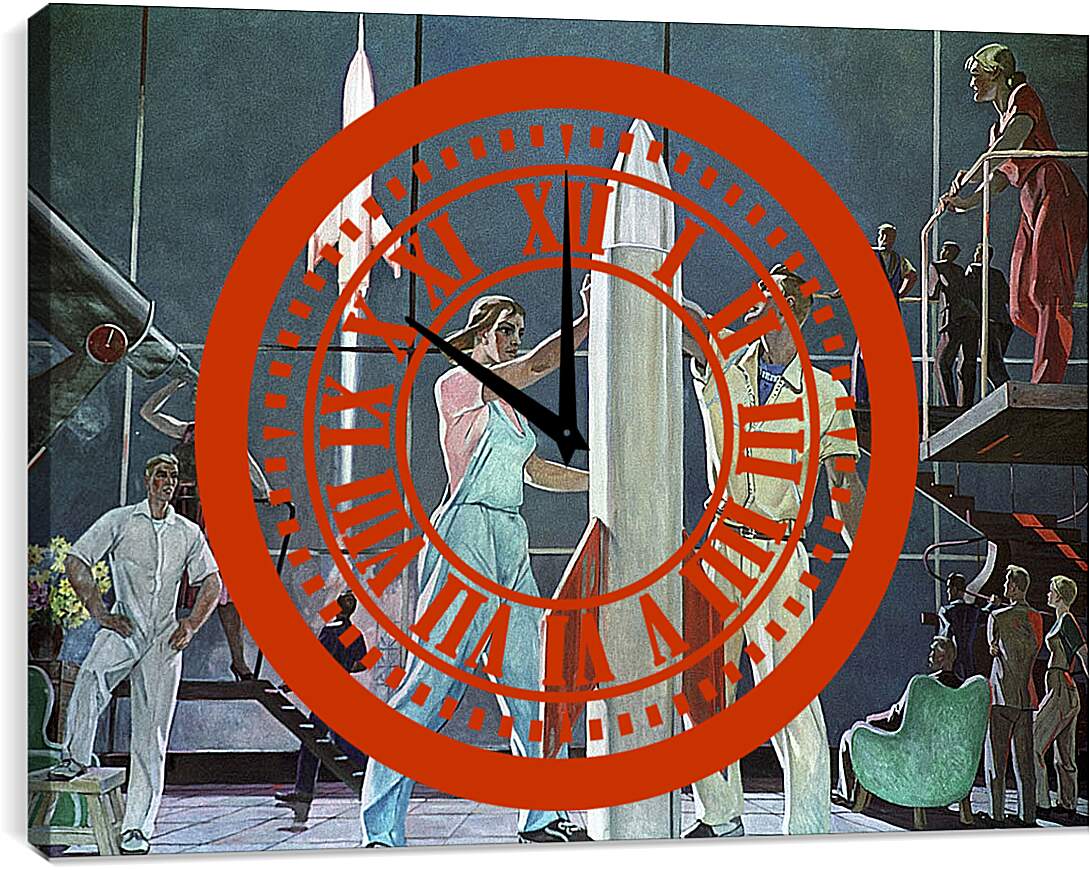 Часы картина - Покорители космоса. Александр Дейнека
