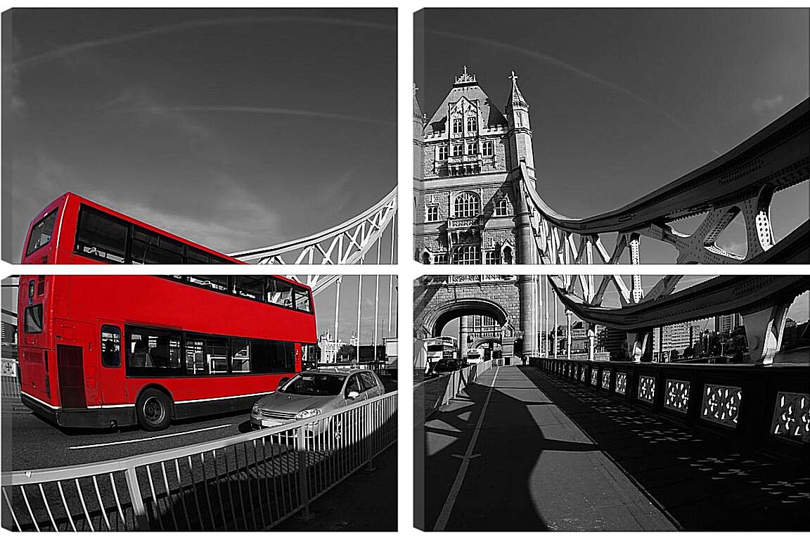 Модульная картина - Красный автобус. Лондон