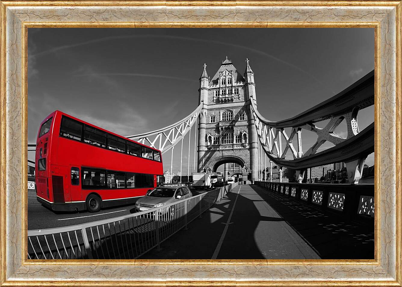 Картина в раме - Красный автобус. Лондон