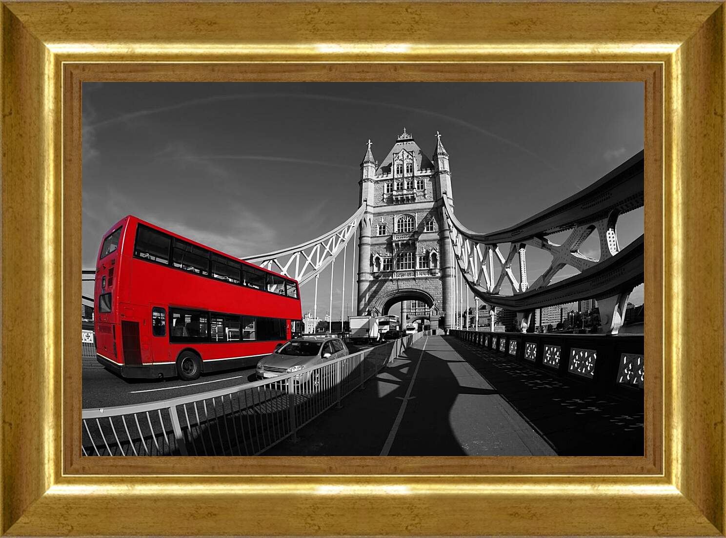 Картина в раме - Красный автобус. Лондон