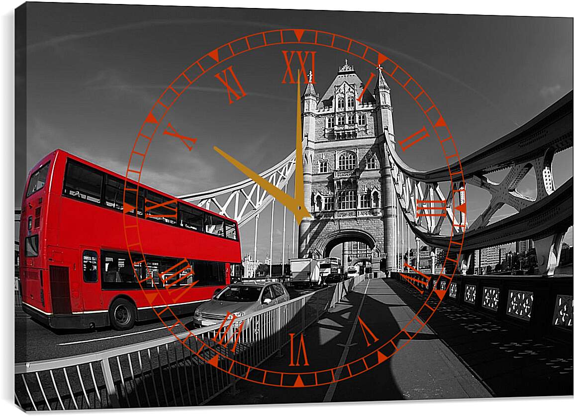 Часы картина - Красный автобус. Лондон