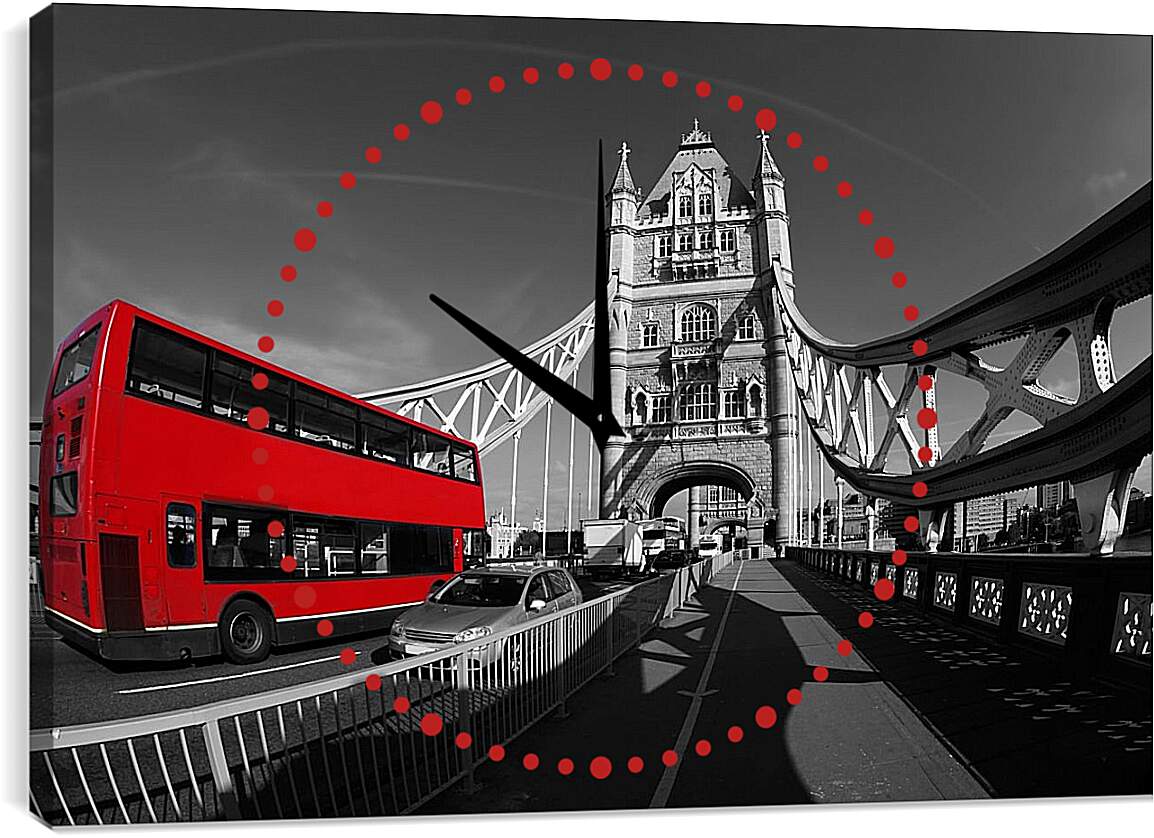 Часы картина - Красный автобус. Лондон