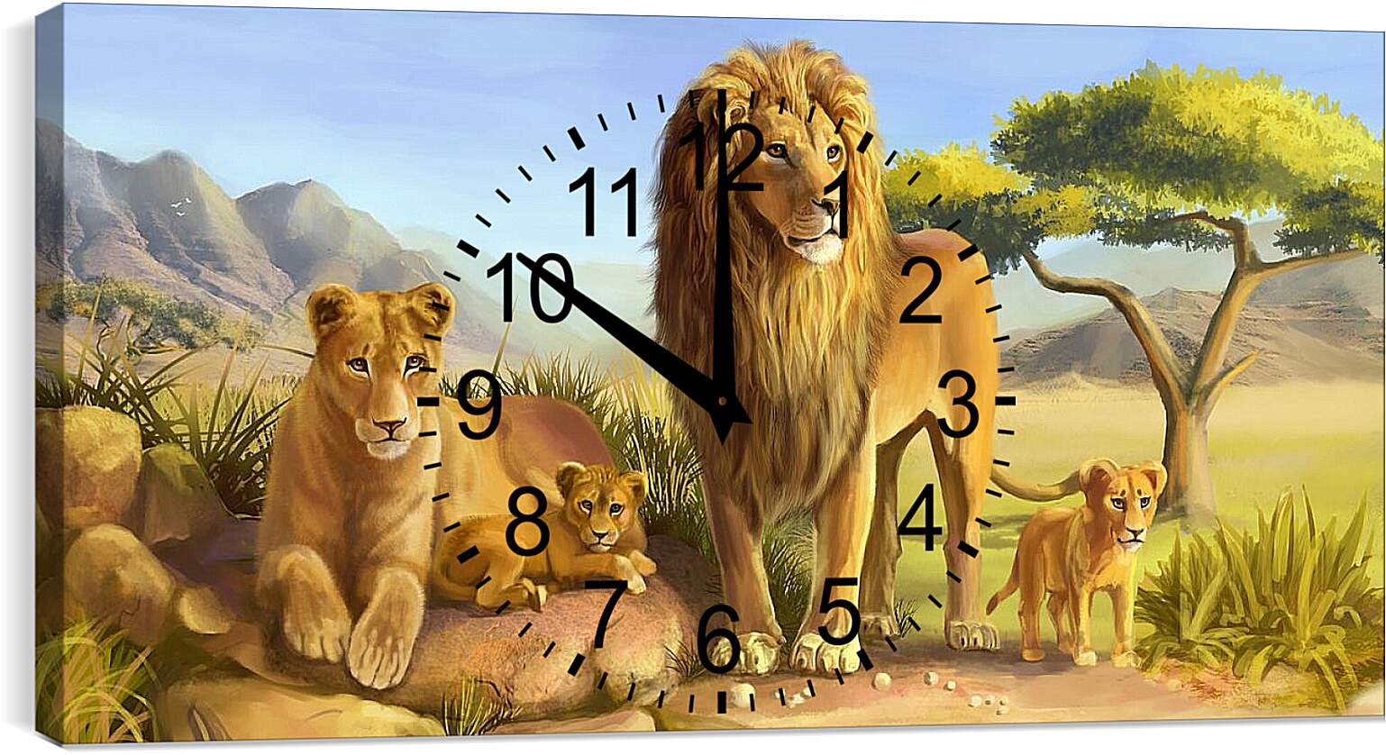 Часы картина - Семья львов