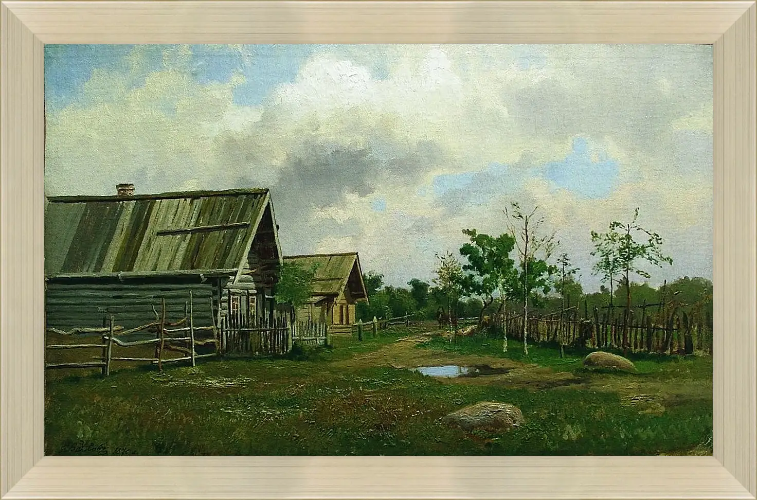 Картина в раме - Деревенский пейзаж. Ефим Волков