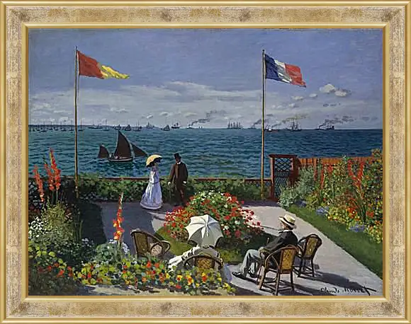 Картина в раме - Jardin a Sainte-Adresse. Клод Моне