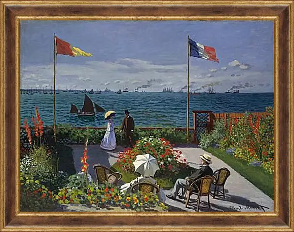 Картина в раме - Jardin a Sainte-Adresse. Клод Моне