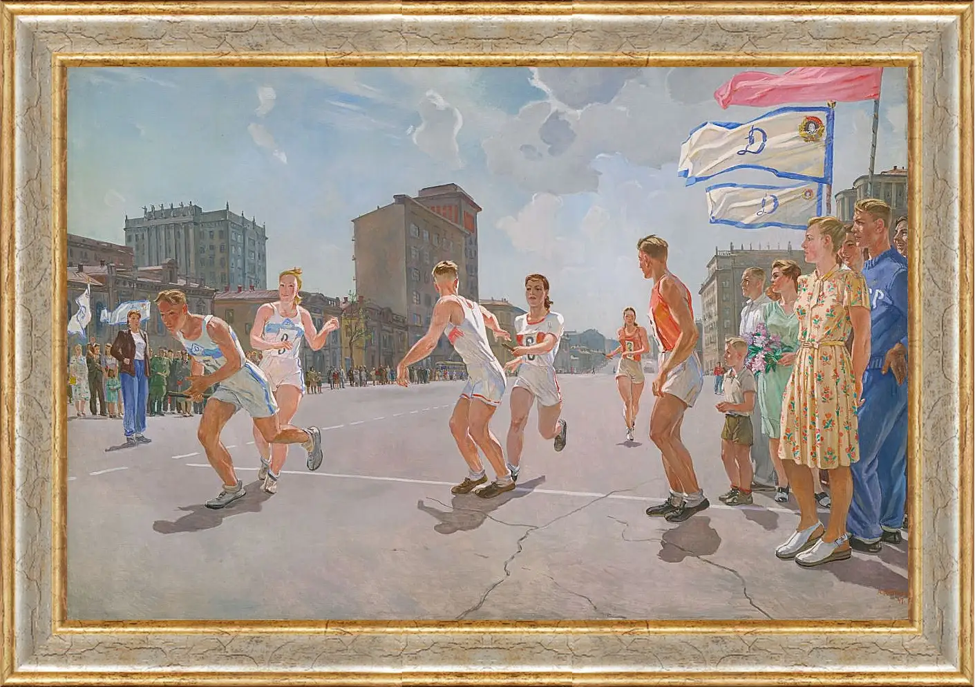 Картина в раме - Эстафета. Александр Дейнека