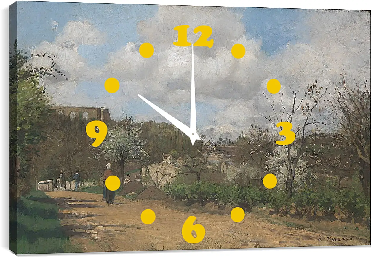 Часы картина - View from Louveciennes. Камиль Писсарро