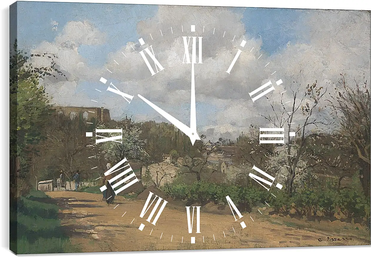 Часы картина - View from Louveciennes. Камиль Писсарро