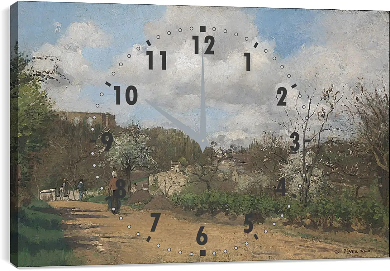 Часы картина - View from Louveciennes. Камиль Писсарро