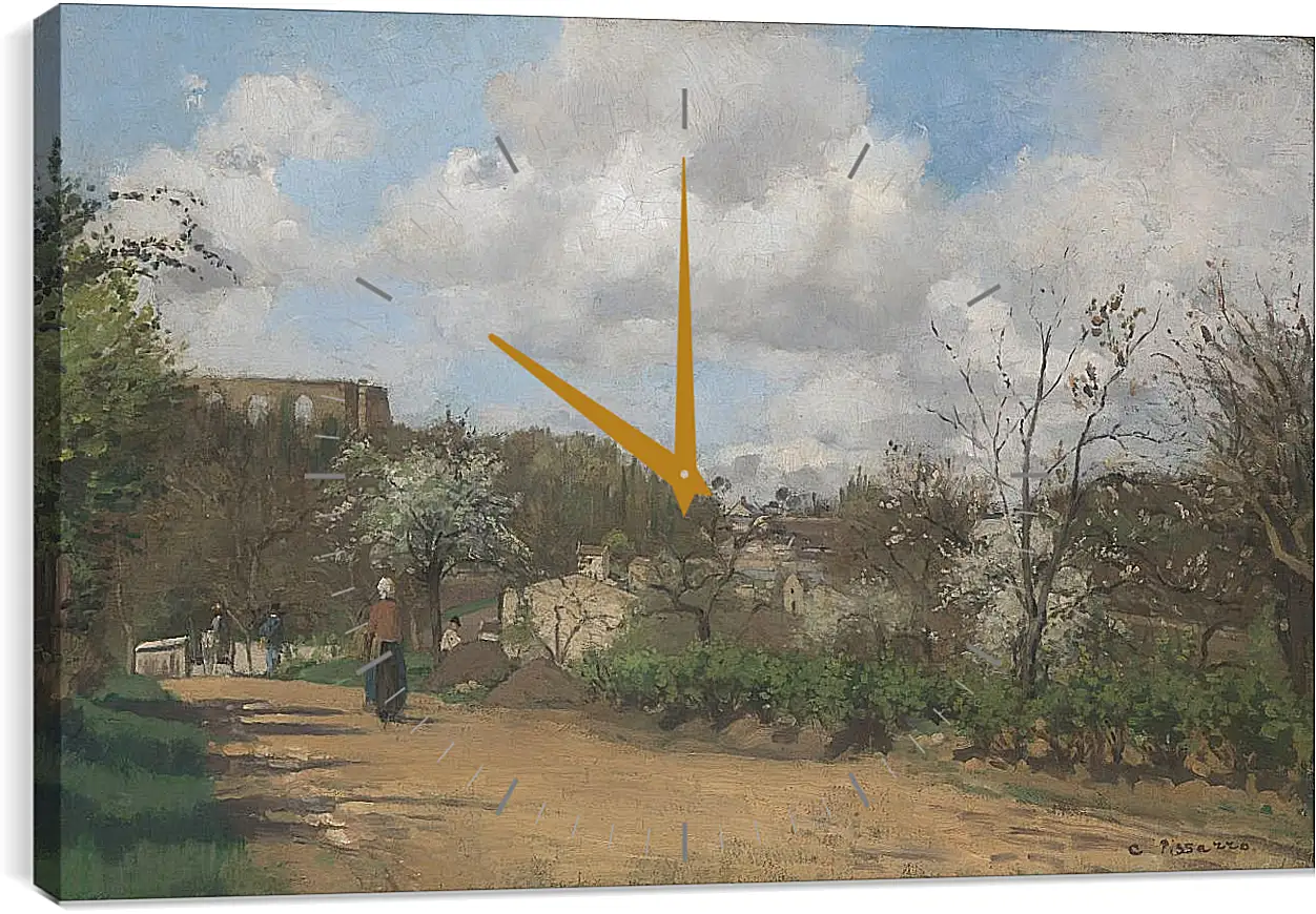 Часы картина - View from Louveciennes. Камиль Писсарро