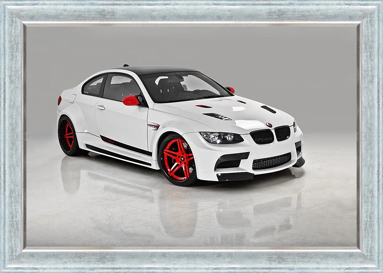 Картина в раме - BMW M3 (БМВ М3) белый