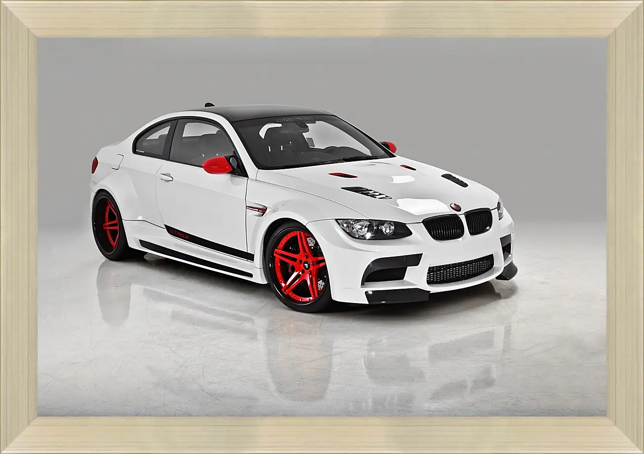 Картина в раме - BMW M3 (БМВ М3) белый