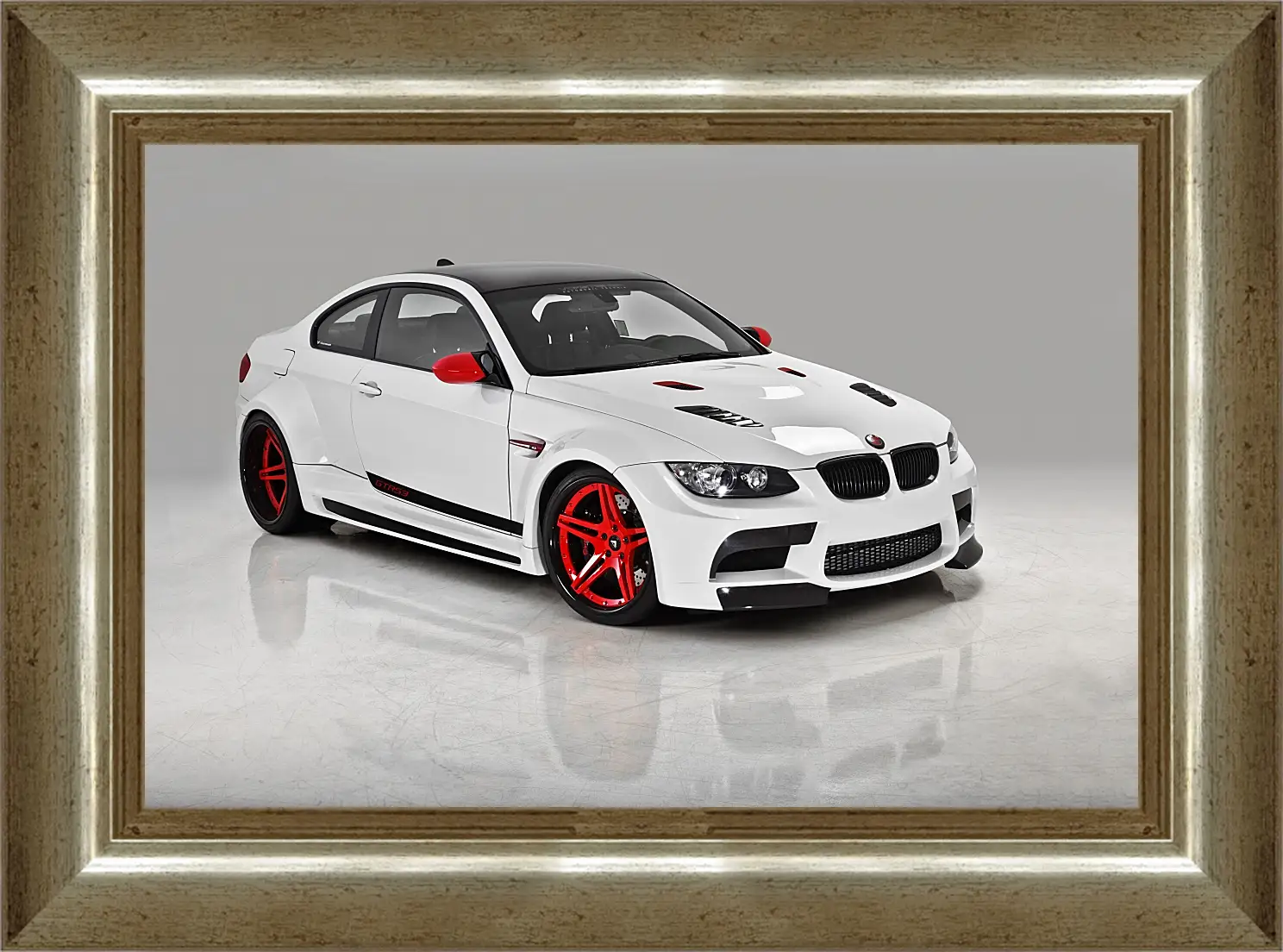 Картина в раме - BMW M3 (БМВ М3) белый