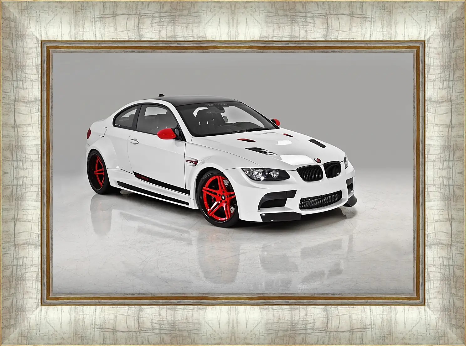 Картина в раме - BMW M3 (БМВ М3) белый