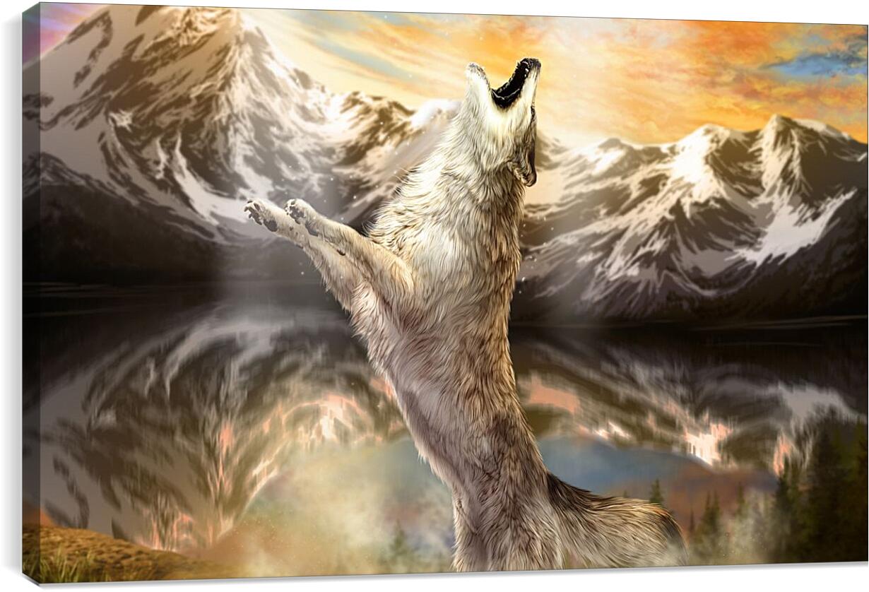 Постер и плакат - Волк в прыжке