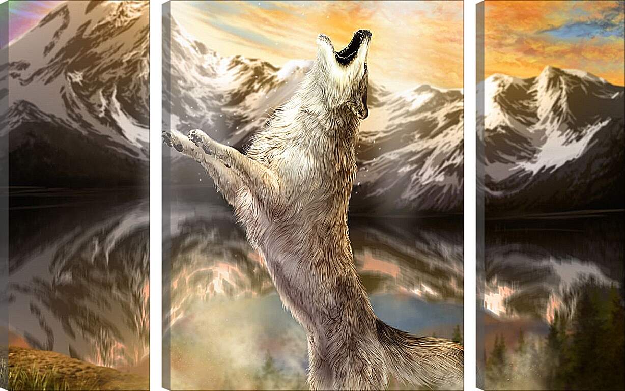 Модульная картина - Волк в прыжке