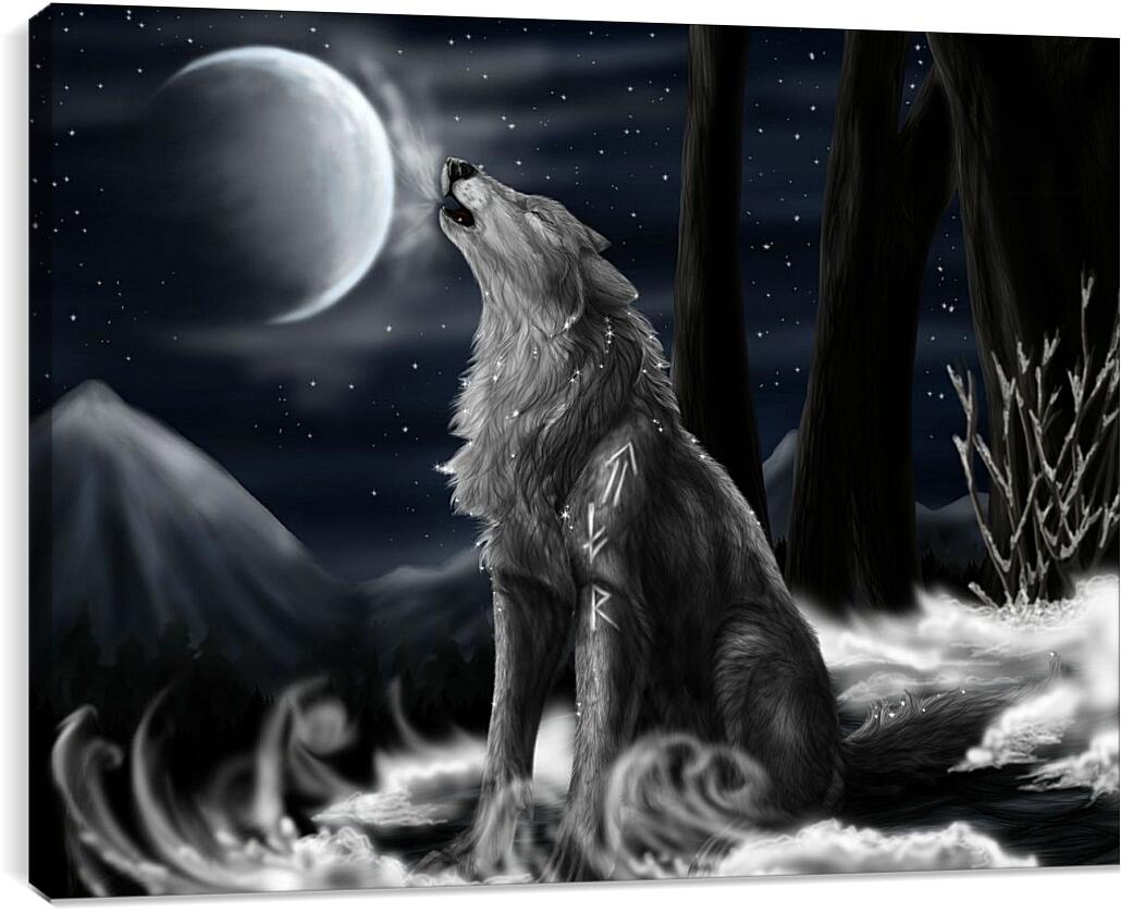 Постер и плакат - Волк воет на луну