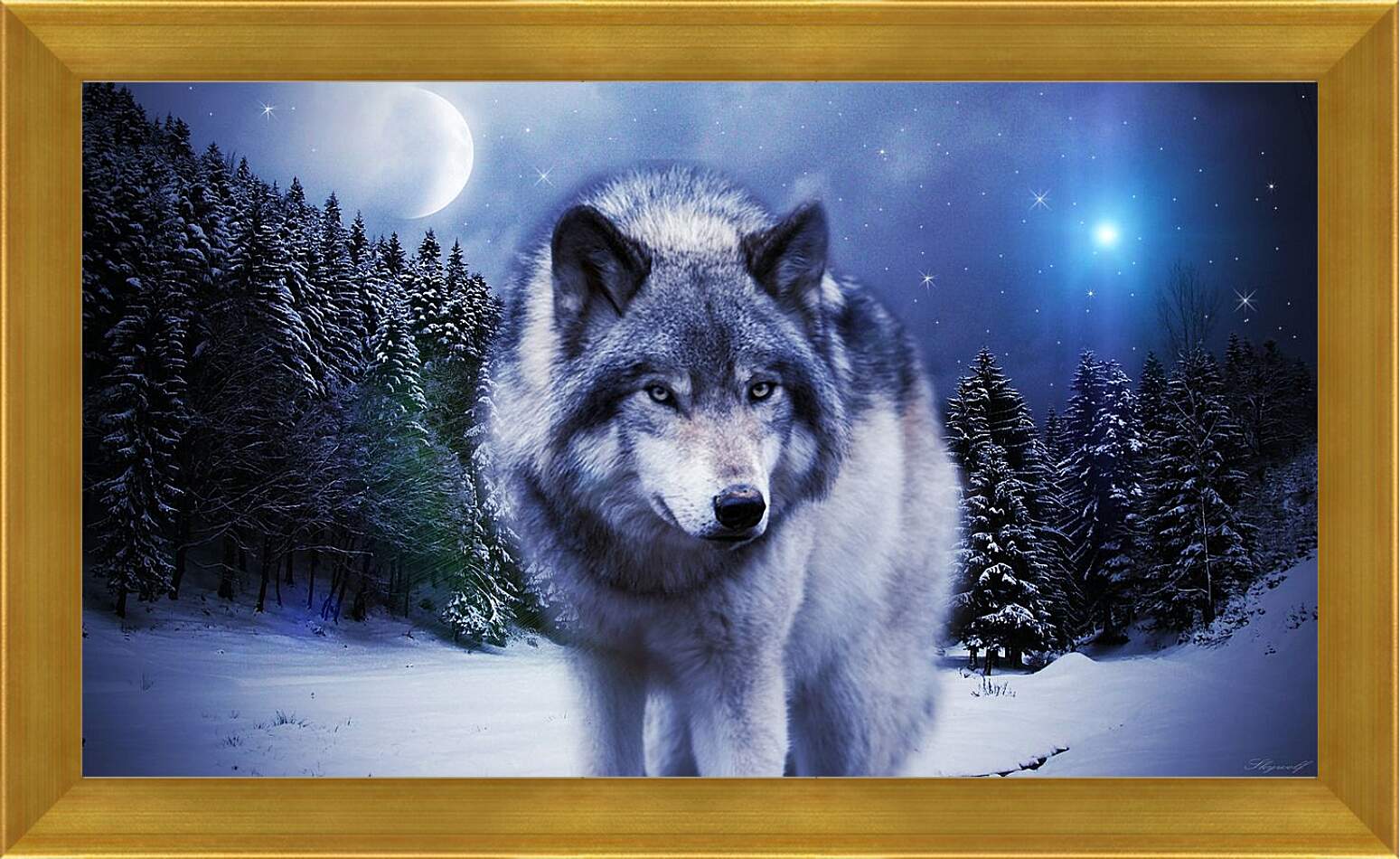 Картина в раме - Волк