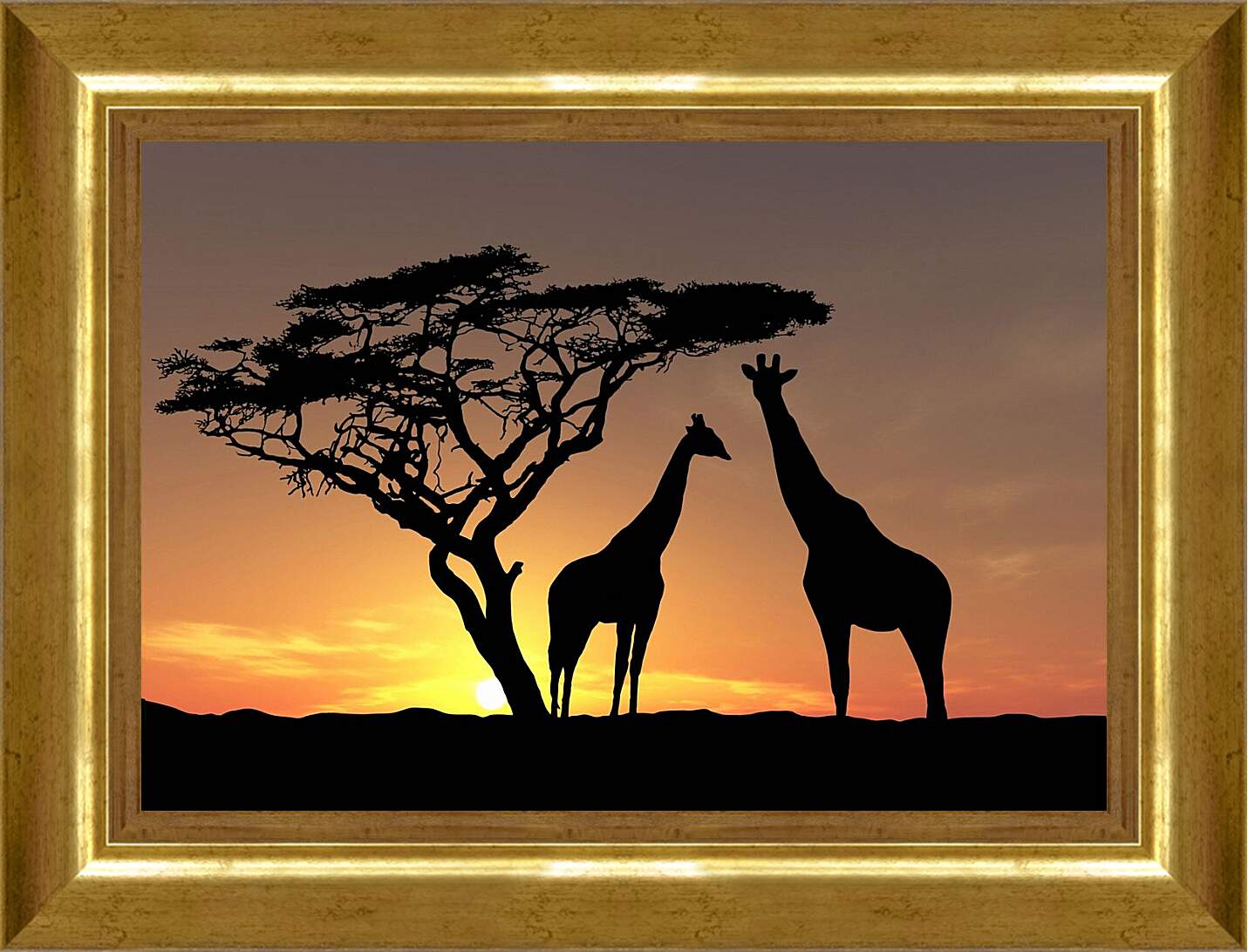 Картина в раме - Жирафы