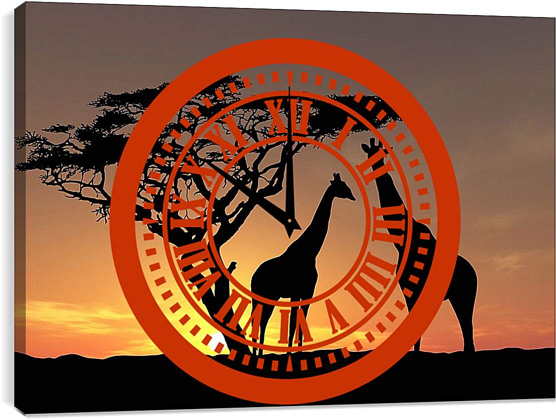 Часы картина - Жирафы