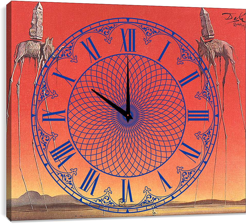 Часы картина - Слоны. Сальвадор Дали