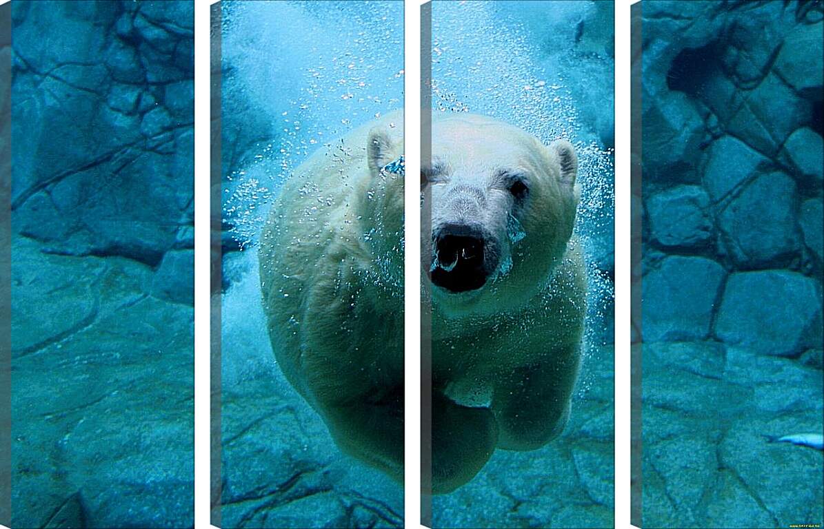 Модульная картина - Белый медведь в воде