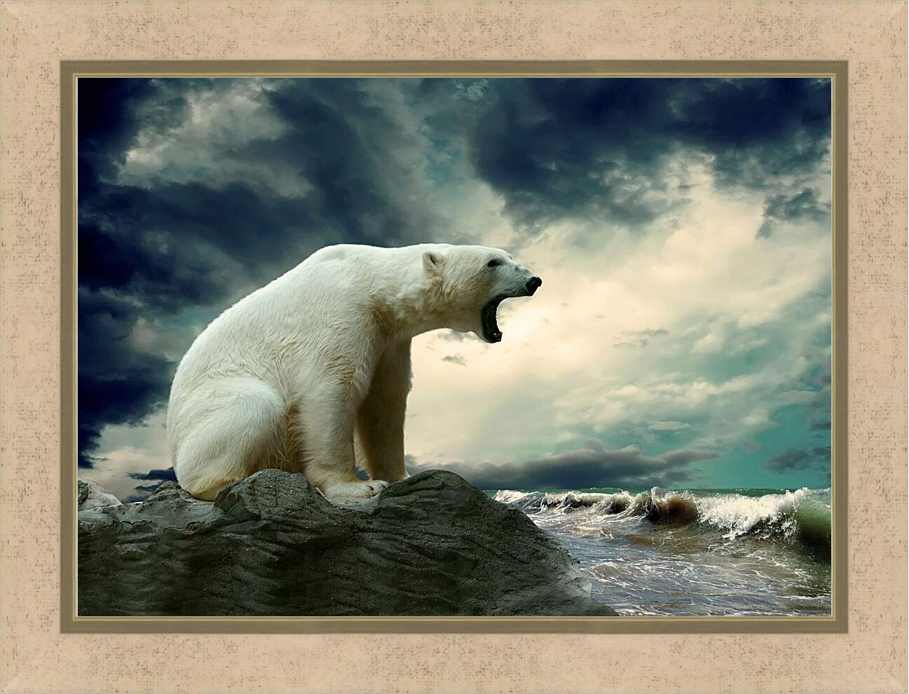 Картина в раме - Белый медведь
