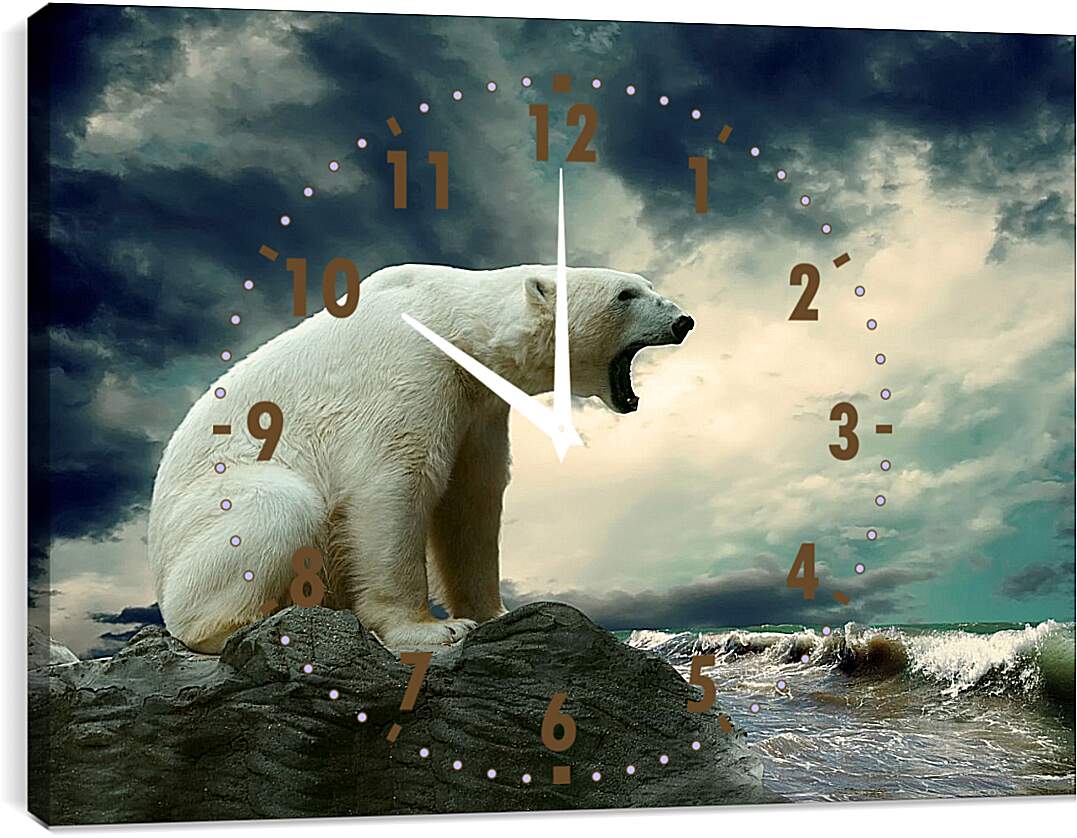 Часы картина - Белый медведь