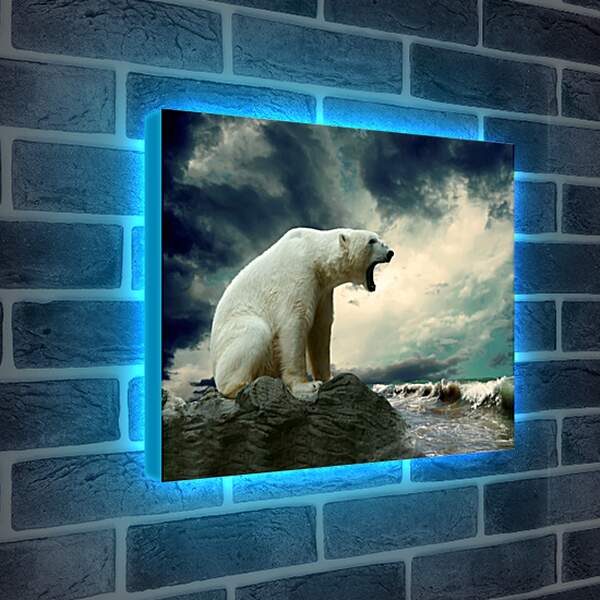 Лайтбокс световая панель - Белый медведь