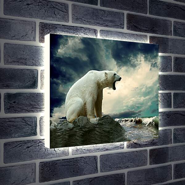 Лайтбокс световая панель - Белый медведь