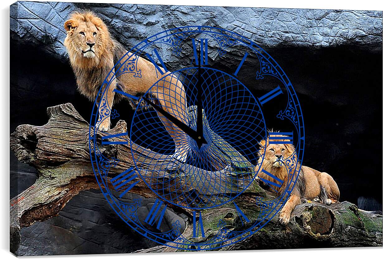 Часы картина - Львы