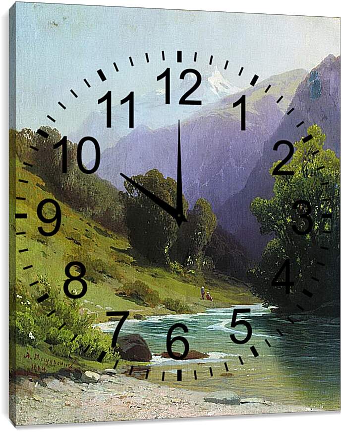 Часы картина - Горный пейзаж. Мещерский Арсений