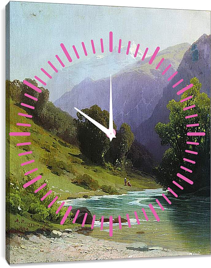 Часы картина - Горный пейзаж. Мещерский Арсений