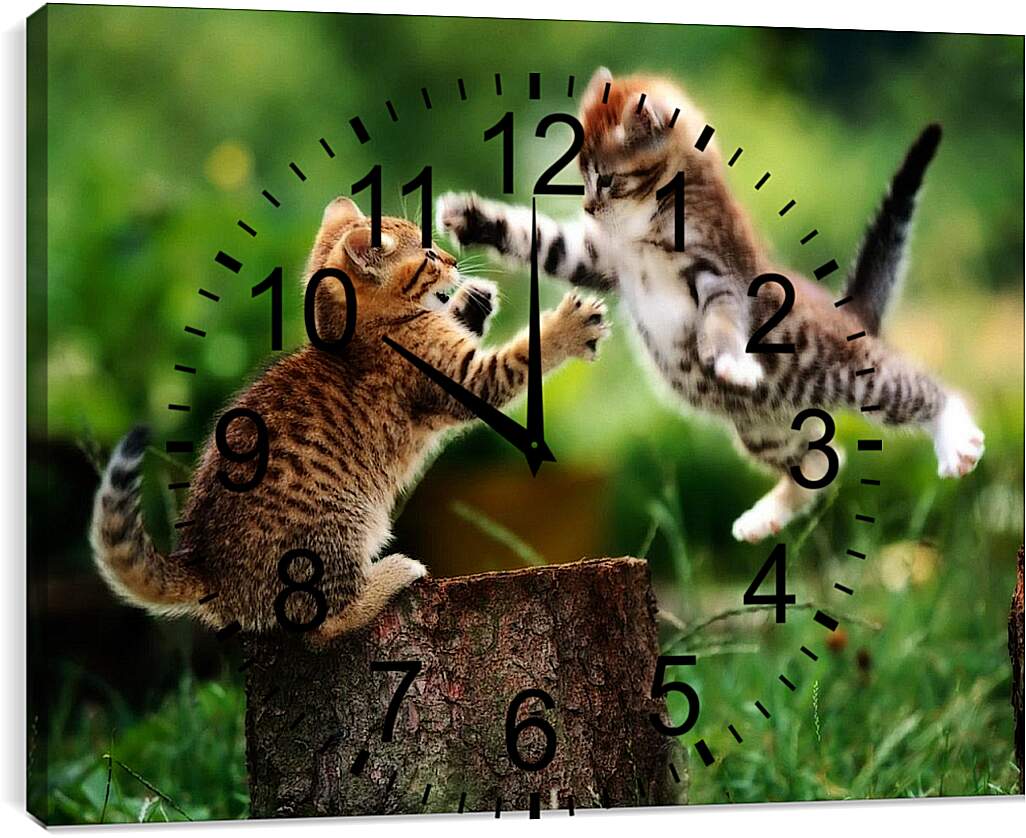 Часы картина - Котята играются