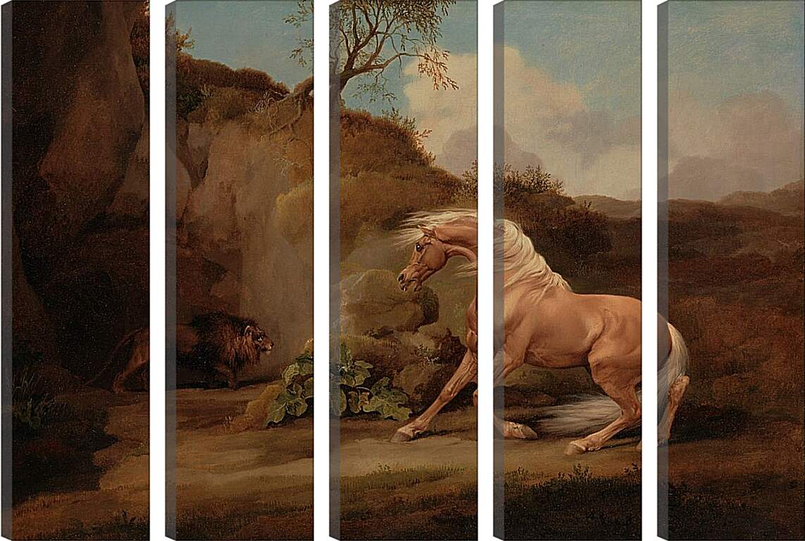Модульная картина - Лев и лошадь