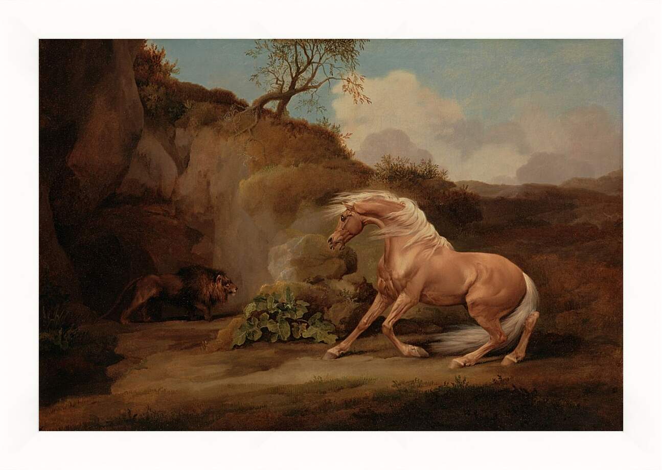 Картина в раме - Лев и лошадь