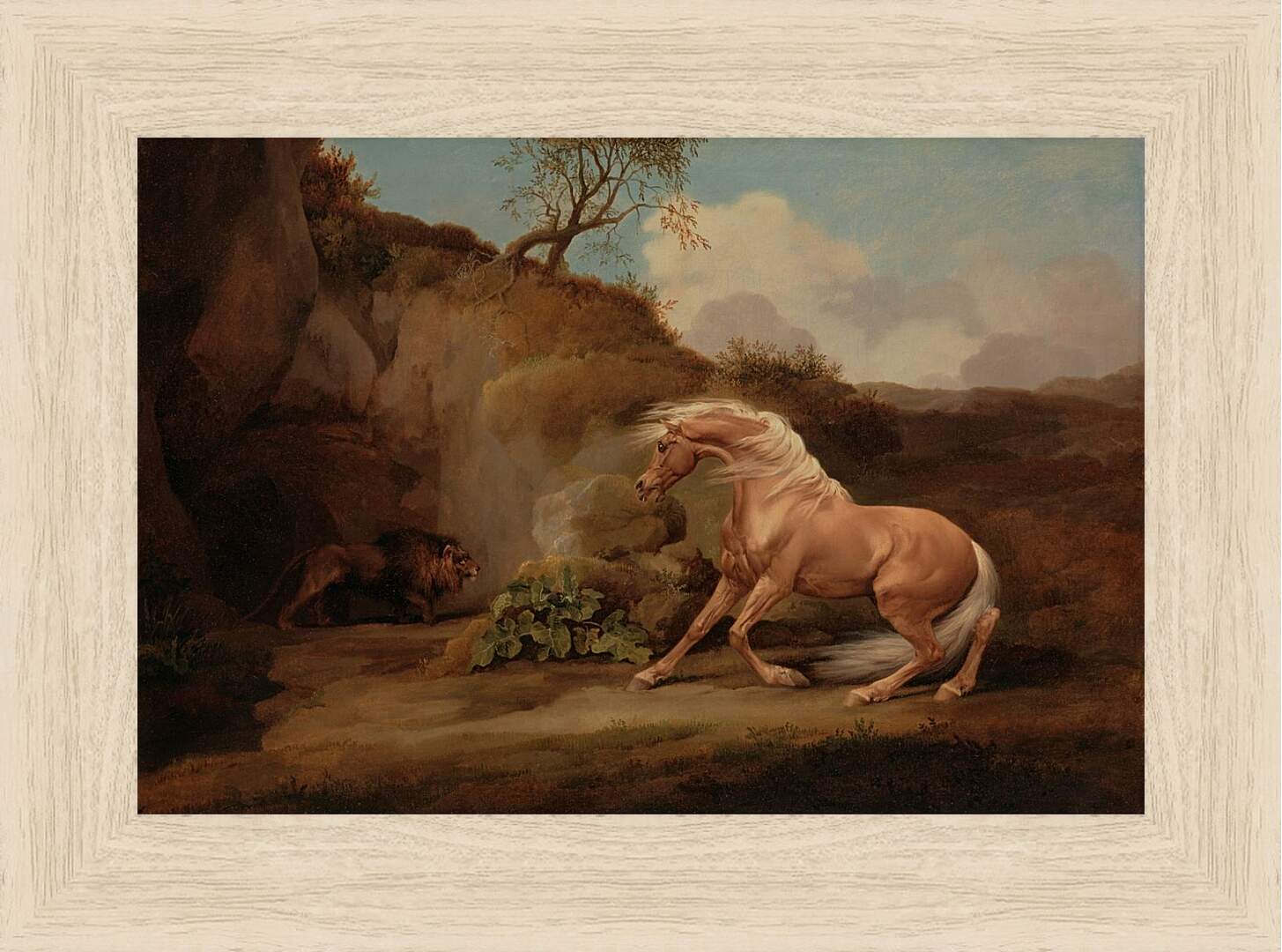 Картина в раме - Лев и лошадь